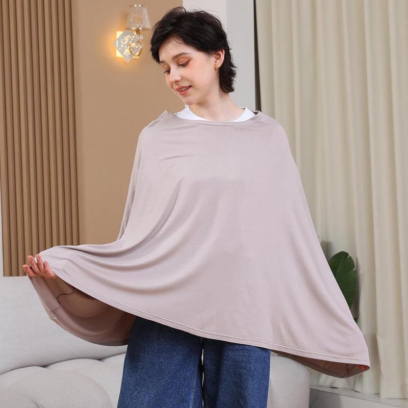 SEJOY Multi-use Nursing Cover for Breastfeeding, 360°Full Coverage Nursing Poncho, Rayon Soft & Breathable Breastfeeding Cover up (Smooth Rayon, Warm Taupe) - Image 2